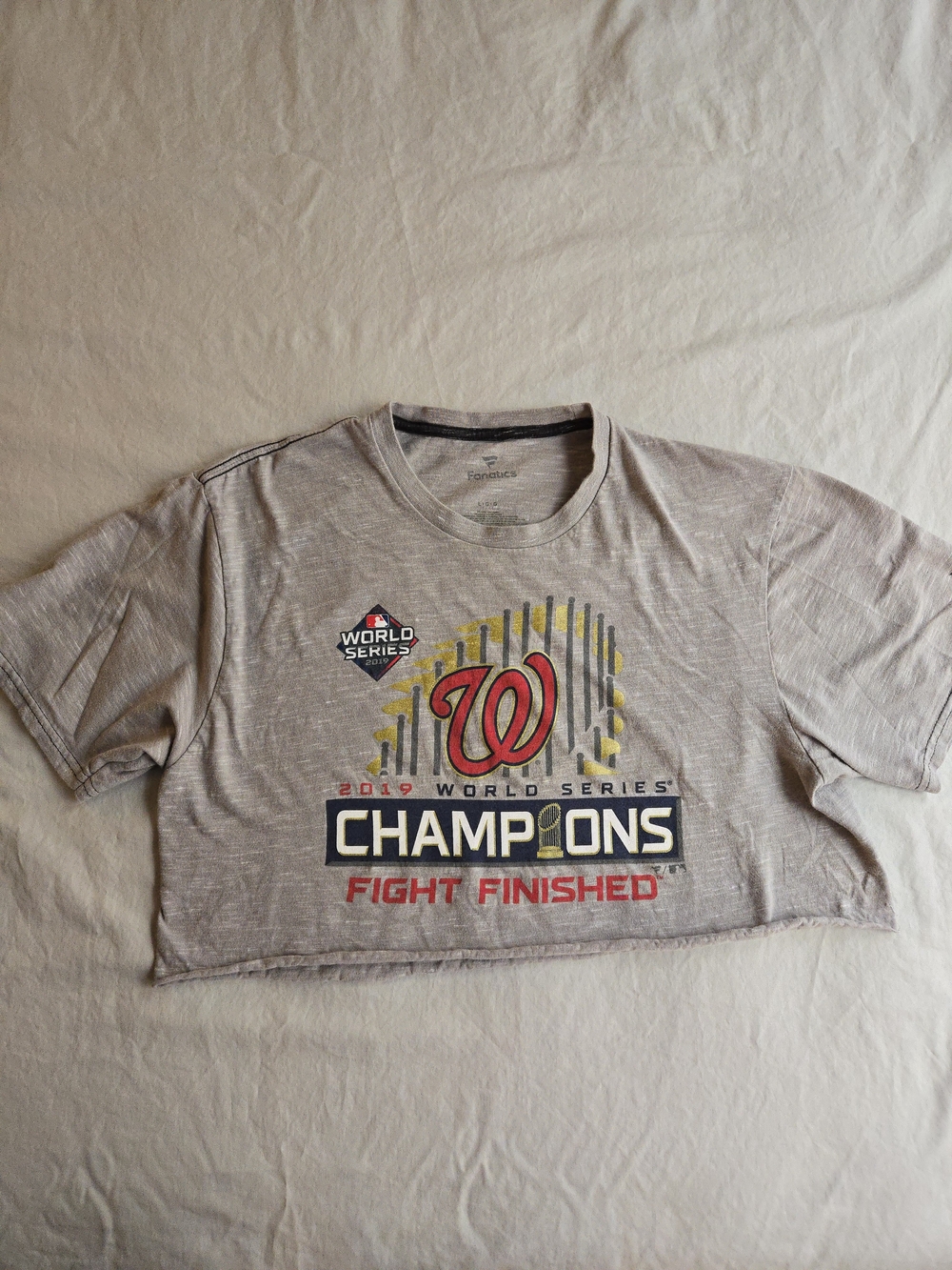 Fanatics Gray Red Washington Nationals World Series 2019 Champions Tee HAL3